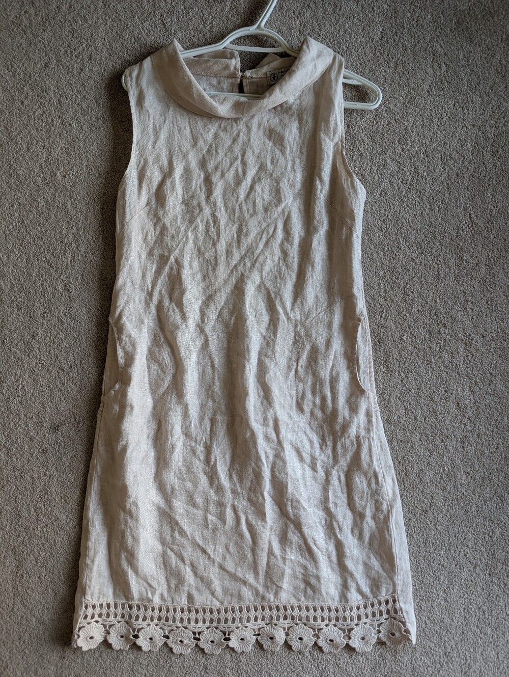 Femme Fatale Italy Linen Cotton Collared Cream Dress